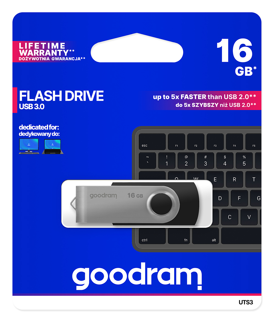 Goodram Flashdrive UTS3 16GB USB 3.0 czarny