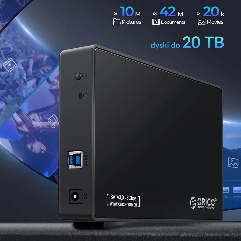 Orico Obudowa dysku SATA 3,5" USB 5Gbps 3588US3-V1-EU-BK-BP