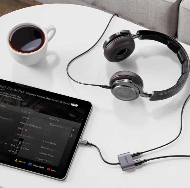 Adapter audio przejściówka USB Typ Cmęski - USB Typ C PD QCżeński + mini jack 3,5mm żeński szary CM231