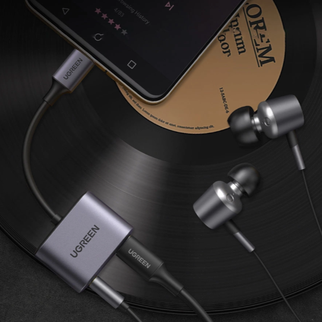 Adapter audio przejściówka USB Typ Cmęski - USB Typ C PD QCżeński + mini jack 3,5mm żeński szary CM231