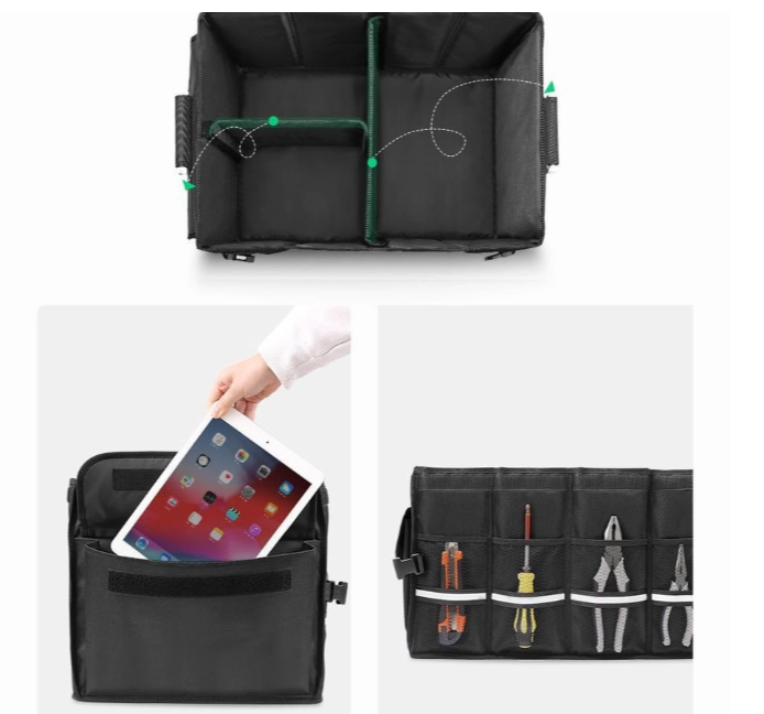 Wielofunkcyjny organizer samochodowy do bagażnika czarny (LP256 80710)