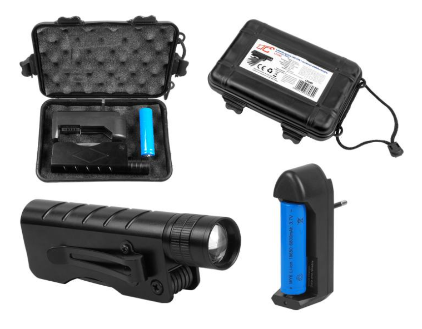 LTC Latarka ręczna LED XPE 3 W + scyzoryk wielofunkcyjny, akumulator 18650