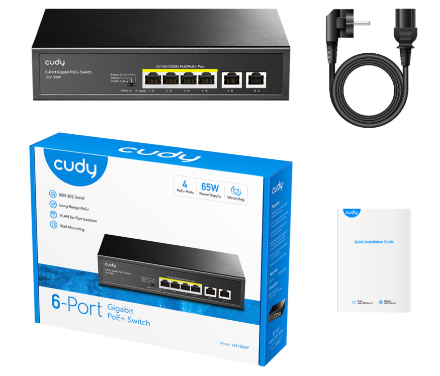 Switch POE GS1006P 4- porty Cudy
