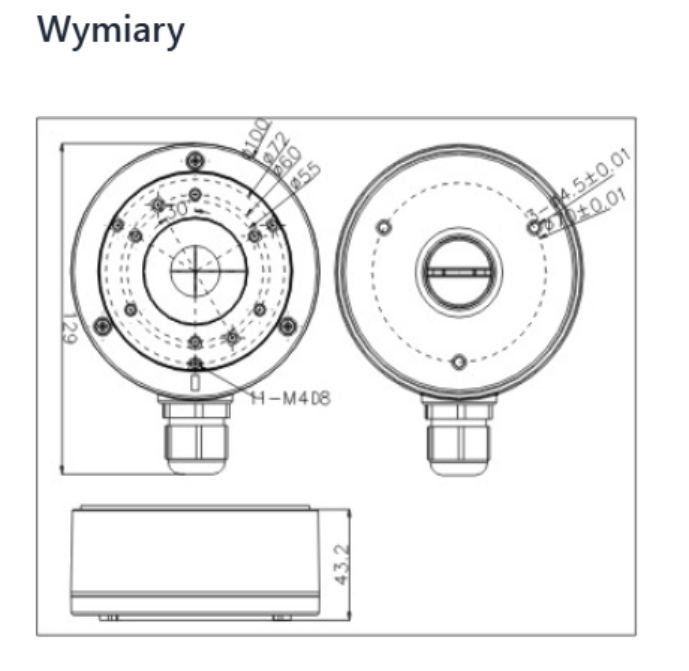 Adapter HIKVISION DS-1280ZJ-XS – puszka montażowa do kamer kopułkowych i tubowych