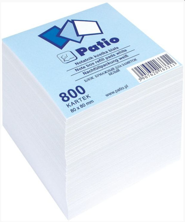 Kostka 80x80x80 biała Patio- 800karteczek -1zestaw