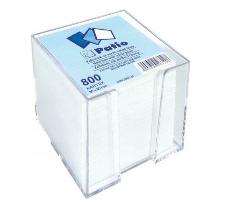 Pudełko z karteczkami biały Patio 80x80x80