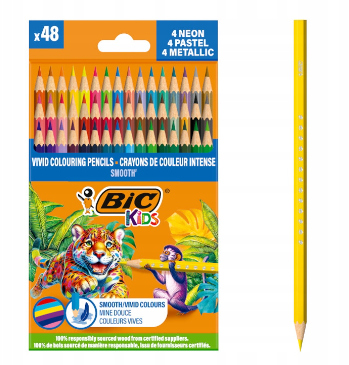 Kredki BIC BIC Kids Smooth Eco – kredki drewniane 48 szt.