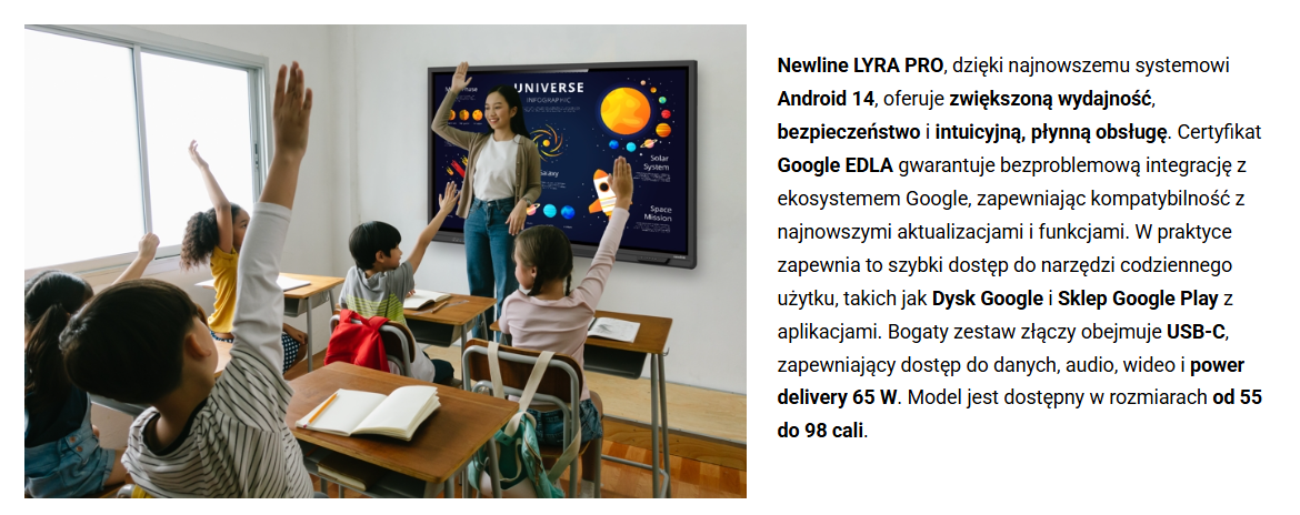 Monitor interaktywny dotykowy Newline LYRA PRO TT-6523QA