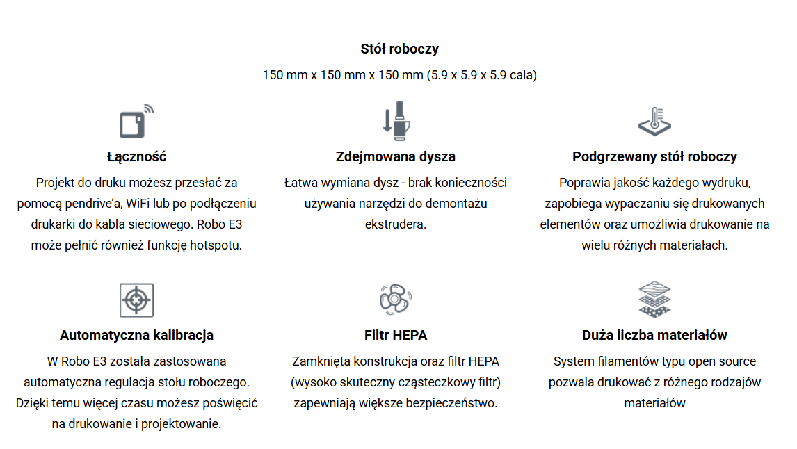 Drukarka 3D Boxlight ROBO E3 (zawiera pakiet edukacyjny oraz 5,5 kg filamentu)