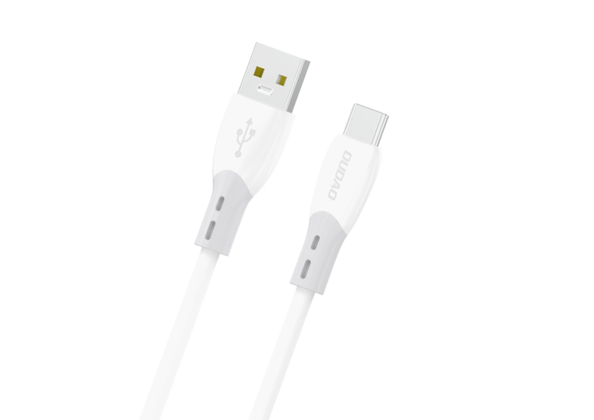 Kabel USB-A - USB-C 5A  z miękkim silikonowym oplotem 1 m - biały