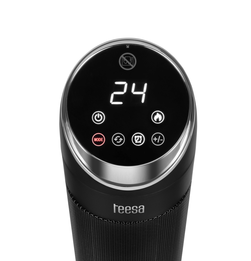 Termowentylator kolumnowy PTC Teesa z funkcją  imitacji kominka
