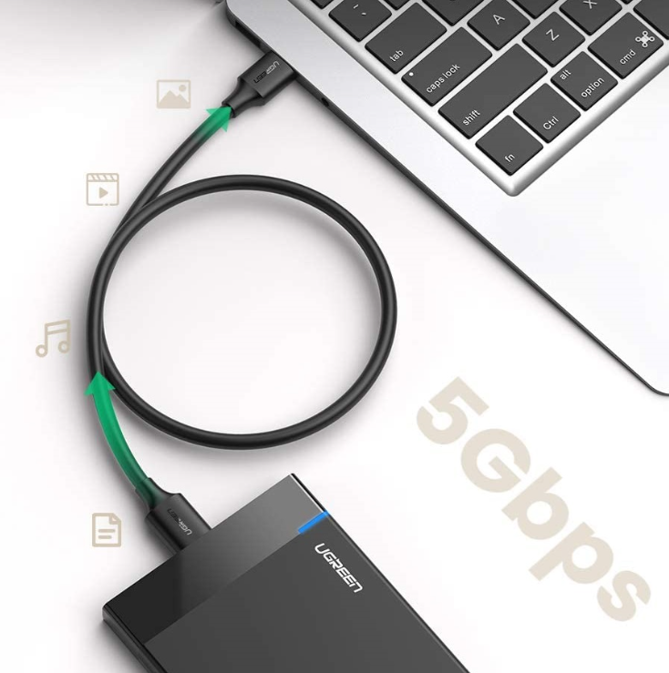 Kabel UGREEN US130 USB-A-micro USB 3.0 0.5m (czarny)