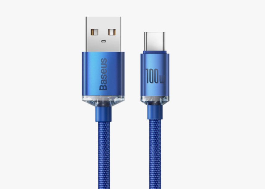 Kabel Baseus Crystal Shine Series USB-A – USB-C 100W 1,2 m niebieski 
