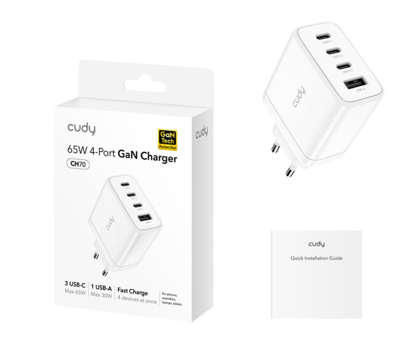 ŁADOWARKA SIECIOWA USB CH70_EU 65 W GaN CUDY