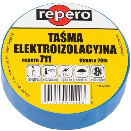 TAŚMA 711 PCW; 19MM X 20M; GRUBOŚĆ:0,13MM; TĘCZA