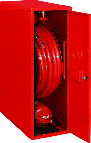 Hydrant wewnętrzny DN25 boczny z miejscem na gaśnicę pod spodem (KP) H25B-Z-KP-30 / H25B-W-KP-30