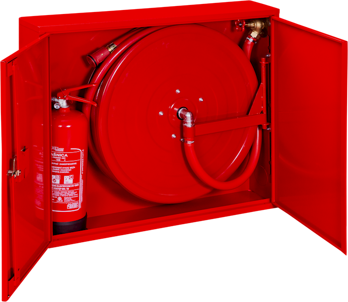 Hydrant wewnętrzny DN25 smukły z miejscem na gaśnicę obok H25S-Z-K-30 / H25S-W-K-30