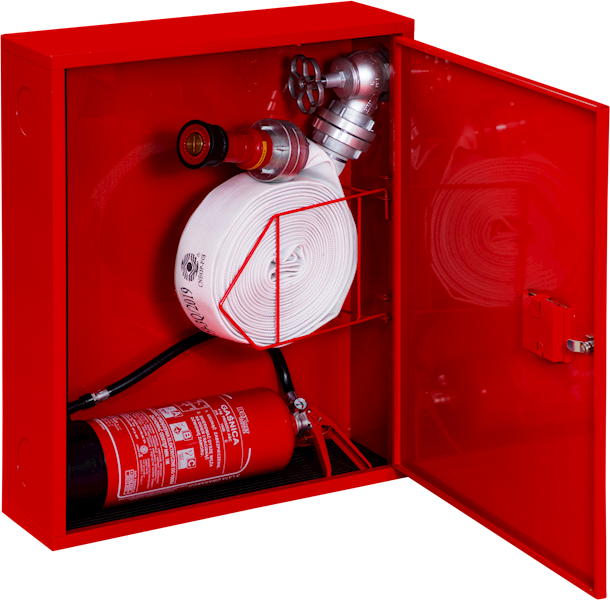 Hydrant wewnętrzny DN52 z koszem i miejscem na gaśnicę pod spodem H52-Z-KP-15K / H52-W-KP-15K