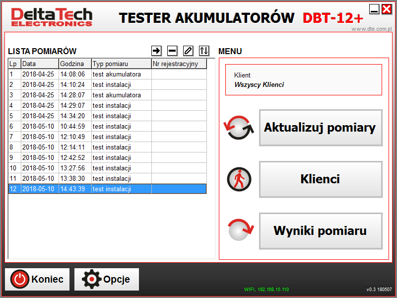 MIERNIK/TESTER AKUMULATORÓW DBT  
