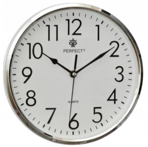 Zegar Ścienny PF FX 5742 SREBRNY Skokowy