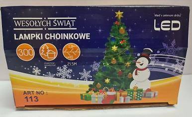 LAMPKI CHOINKOWE 300 KRYSZTAŁ MULTI KOD 113