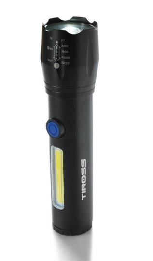 Lat TIROSS 2254  1 led + COB  Zoom Metal akum USB
