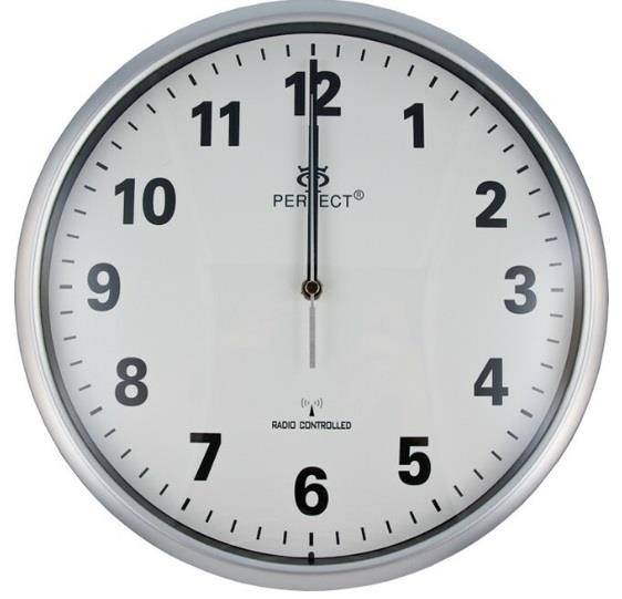 Zegar Ścienny PF HT 954 RADIO CONTR SREBRNY PŁYNĄC