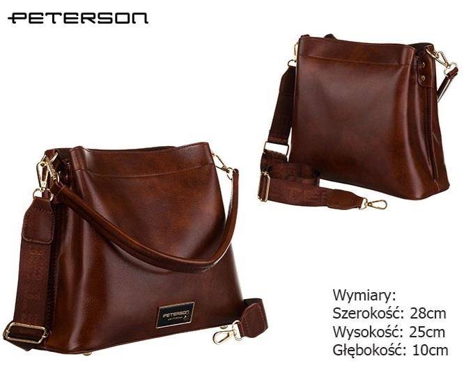 Torebka damska PETERSON PU PTN H3655 0012 Brown