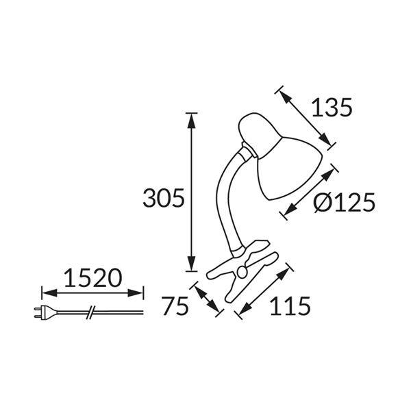 Lampka Led BIURKOWA TOLA CLIPS SILVER MAX 40W