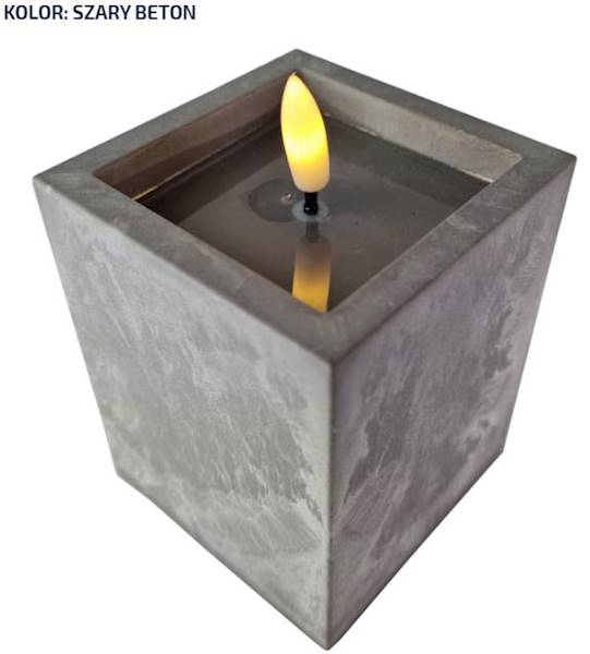 Znicz Świeca LED KWADRAT  efekt betonu 10 x 8 /1/