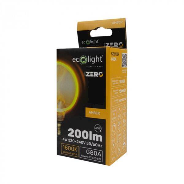 ŻARÓWKA LED Eco Light ZERO W4 E27 AMBER G80A