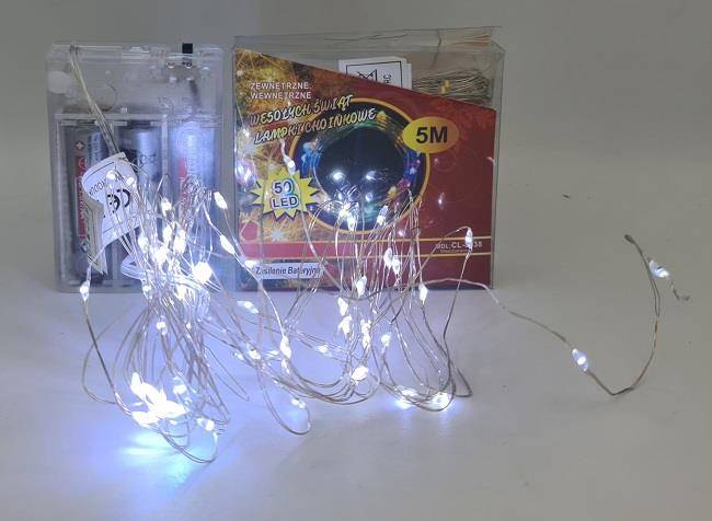 LAMPKI CHOINKOW 50 kab 5M przezr.ZIMNE.3XAA CL8837