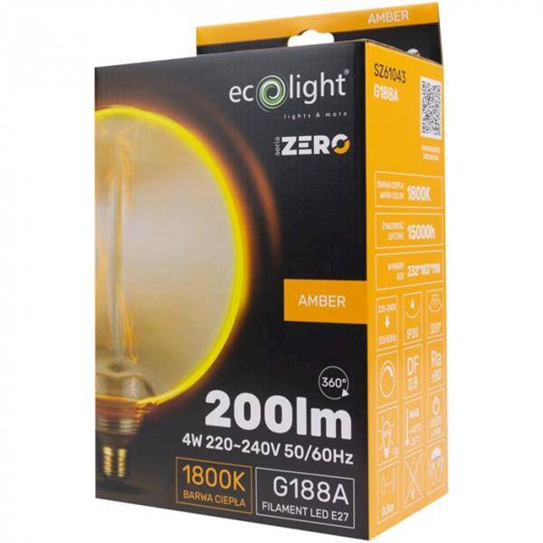 ŻARÓWKA LED Eco Light ZERO W4 E27 AMBER G188A