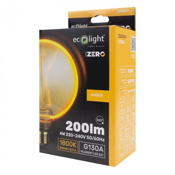 ŻARÓWKA LED Eco Light ZERO W4 E27 AMBER G130A