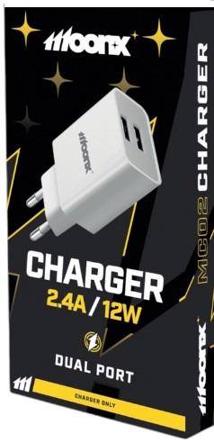 ŁADOWARKA SIECIOWA MC02 12W 2xUSB 2.4A MOONX