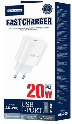 ŁADOWARKA SIECIOWA AK200 20W 1xTYP C JELLICO
