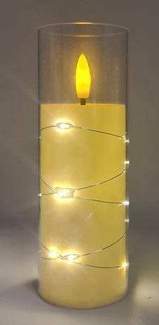 Znicz elek. Świeczka 15cm przezr KREM LED /12/