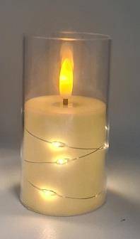 Znicz elek. Świeczka 10cm przezr KREM LED /12/