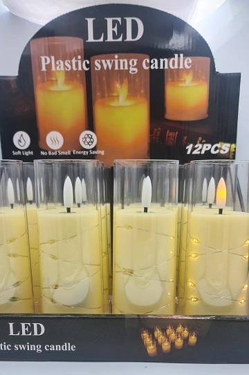 Znicz elek. Świeczka 10cm przezr KREM LED /12/