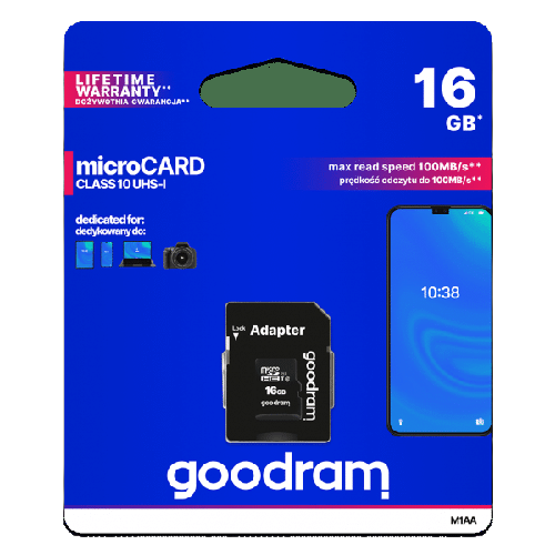 GOODRAM KARTA mikro SD 16GB + adapter
