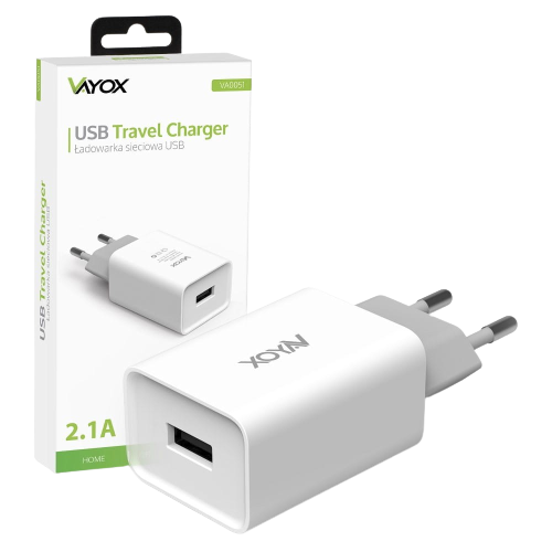 VAYOX ŁADOWARKA SIECIOWA VA-0051 USB 2,1A biała