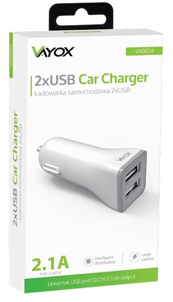 VAYOX ŁADOWARKA SAMOCHODOWA 2,1A VA-0054 2x USB