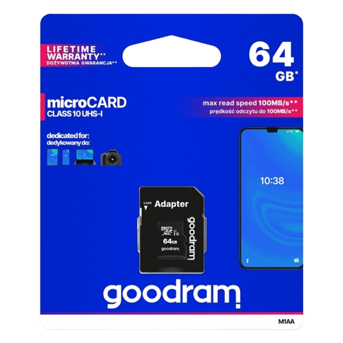 GOODRAM KARTA mikro SD 64GB + adapter