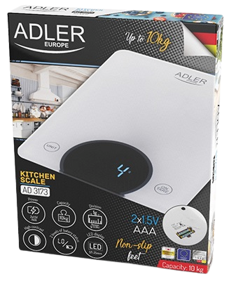 ADLER WAGA KUCHENNA AD-3173W udźwig 10kg biała
