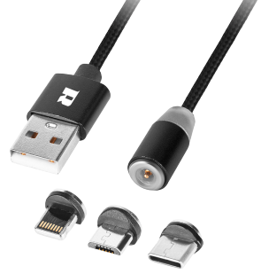 REBEL KABEL MAGNETYCZNY RB-6004-100-B USB 3w1 1m