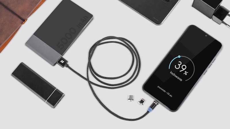 REBEL KABEL MAGNETYCZNY RB-6004-100-B USB 3w1 1m