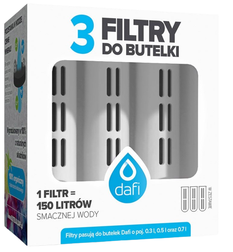 DAFI 3 filtry do butelki filtrującej biały