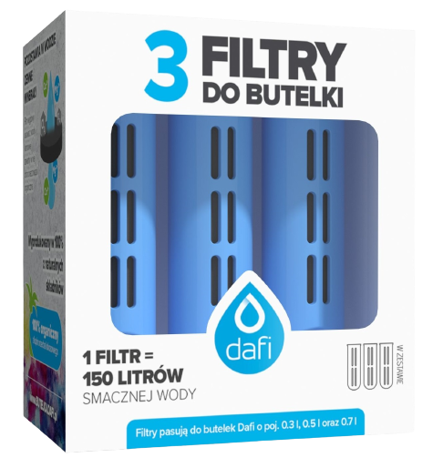 DAFI 3 filtry do butelki filtrującej niebieski