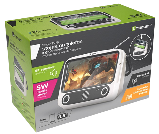 TRACER GŁOŚNIK BT TV-79 POWERBANK FM USB stojak