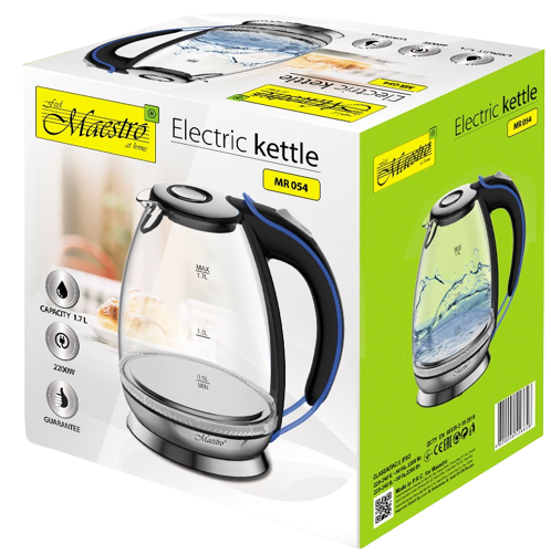 MAESTRO CZAJNIK MR-054 1,7L 2200W INOX szklany cza